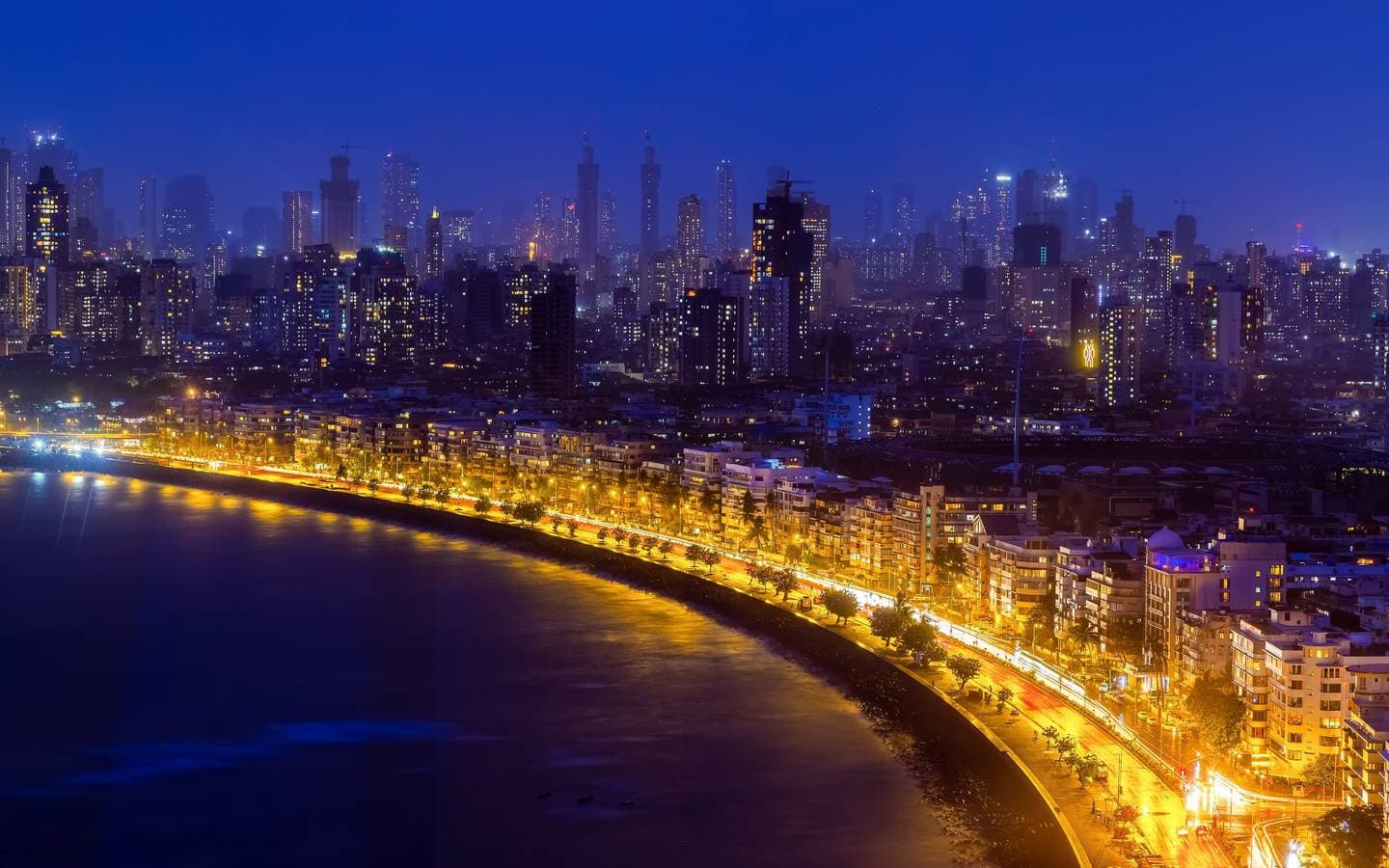 Marine Drive, Mumbai, at night
